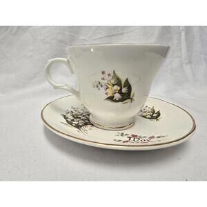 Fine Bone China Teacup and Saucer Set by Crown Trent